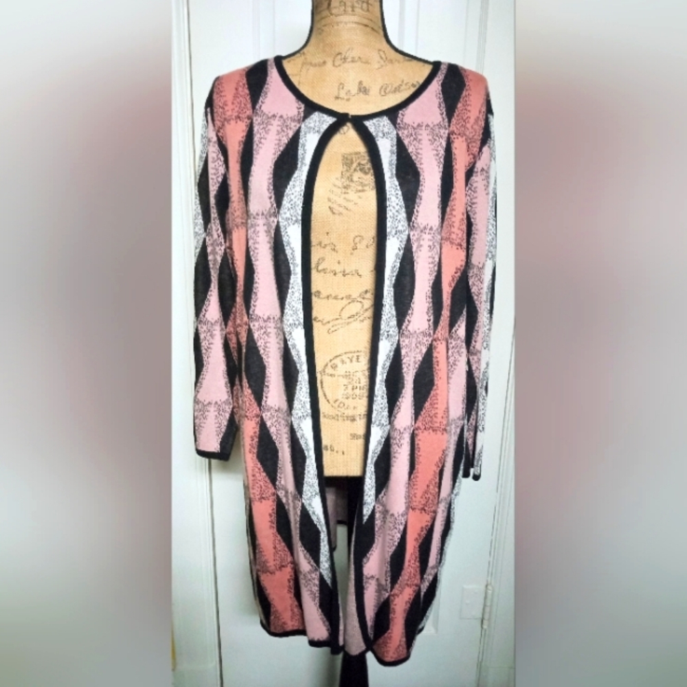 Kasper Women's Large Pink Quartz Cardigan Sweater